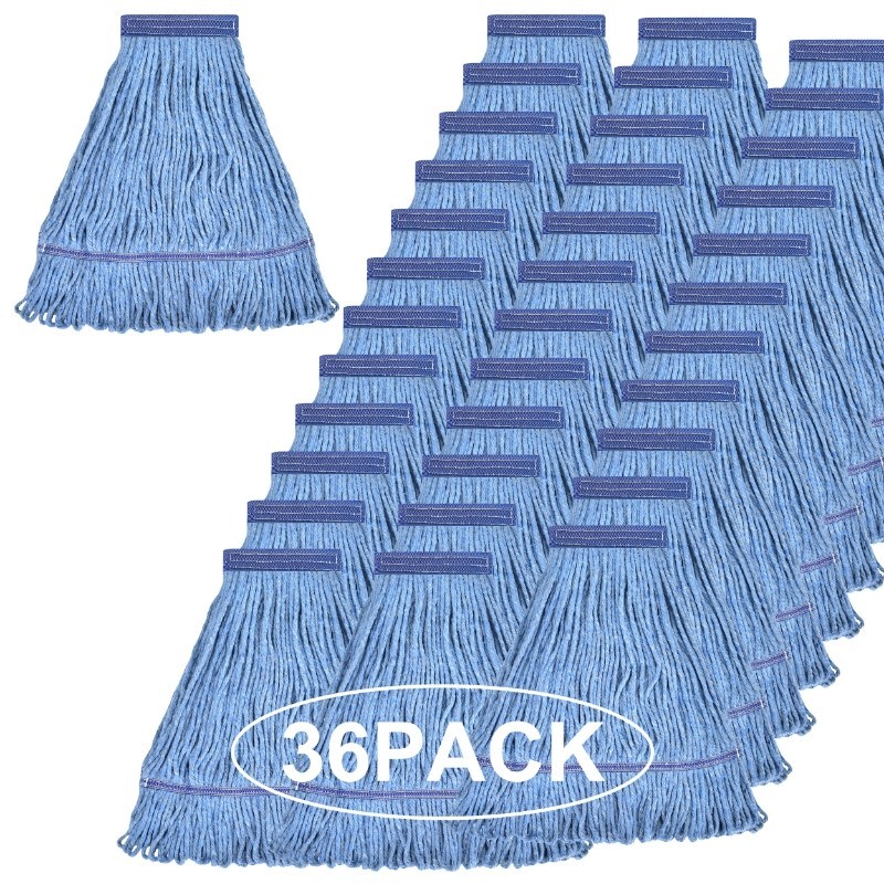 Cleaning Heavy Duty Commercial Loop-End Wet Mop Refill Replacement Head Blue