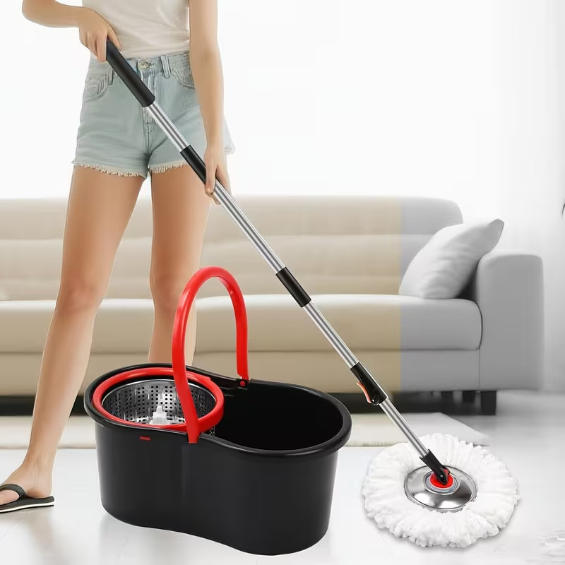 Spin Mop and Bucket with Wringer Set, 360° Spinning Mop System 3 Mop Refill