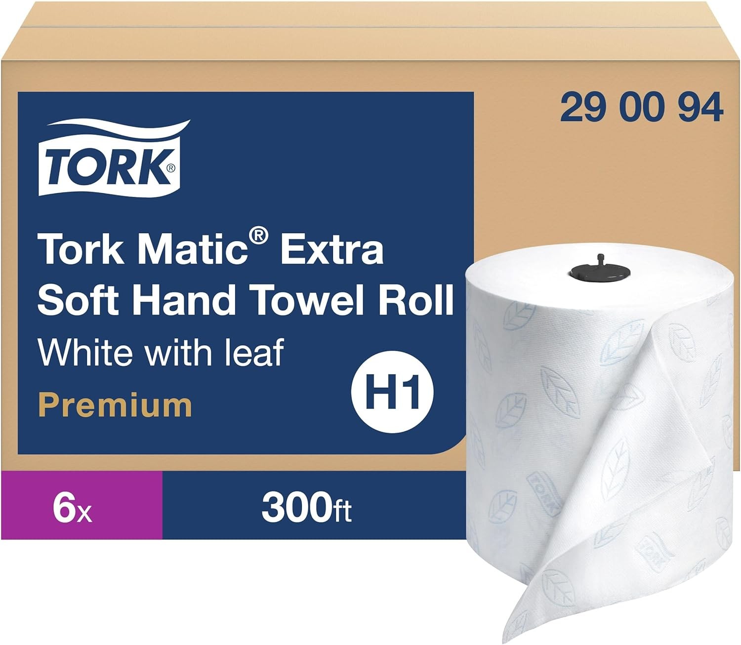 Tork Matic Extra Soft Paper Hand Towel Roll White with Blue Leaf H1, Premium