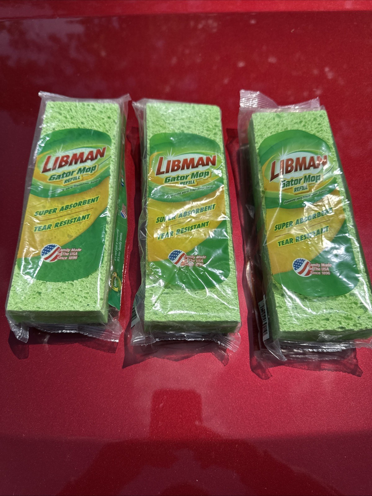 3 Libman Gator Mop Refills Super Absorbent Tear Resistant #03021 NEW