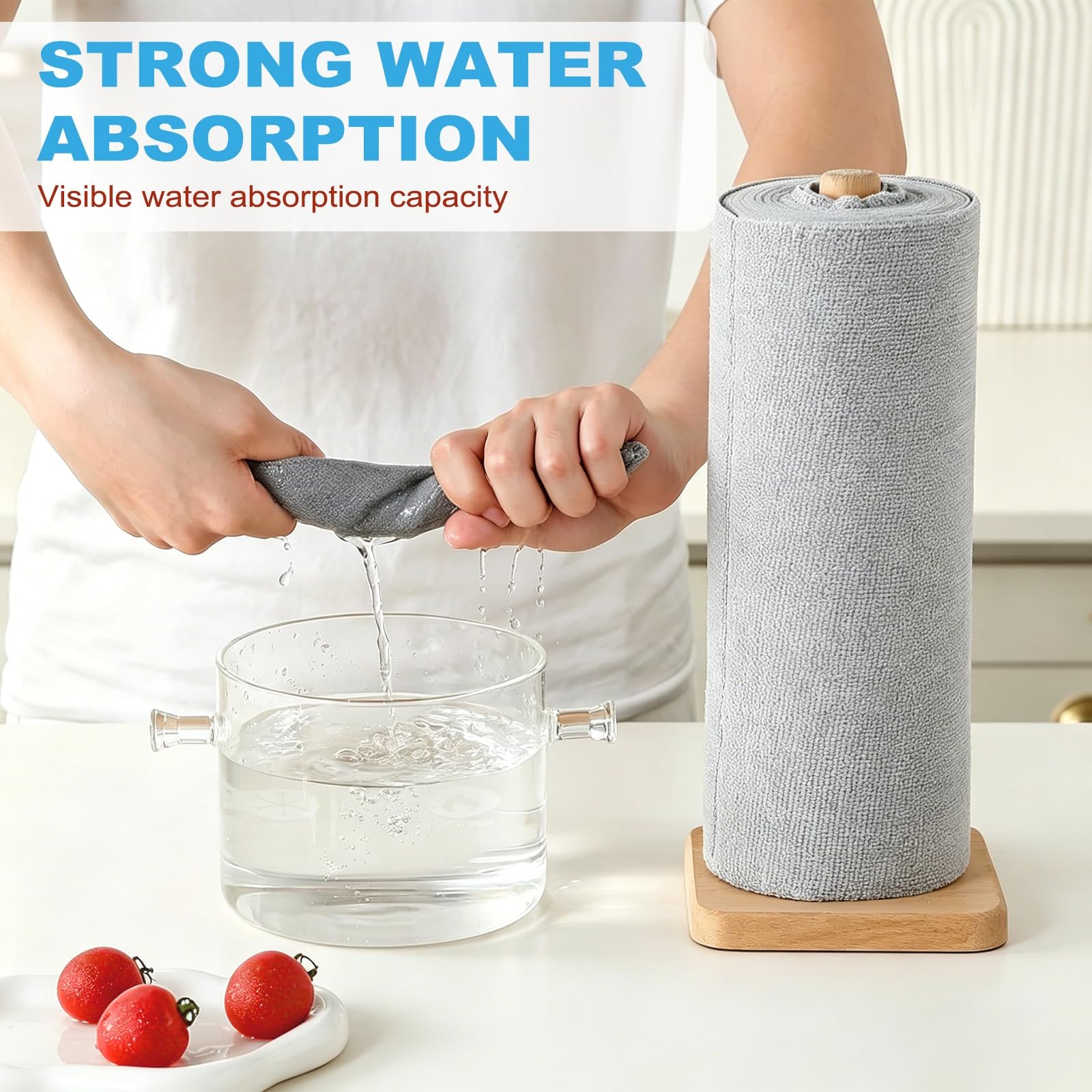 Puomue 55 Pack Microfiber Cleaning Cloth Roll, Tear Away 9”X11”-55PK, Grey