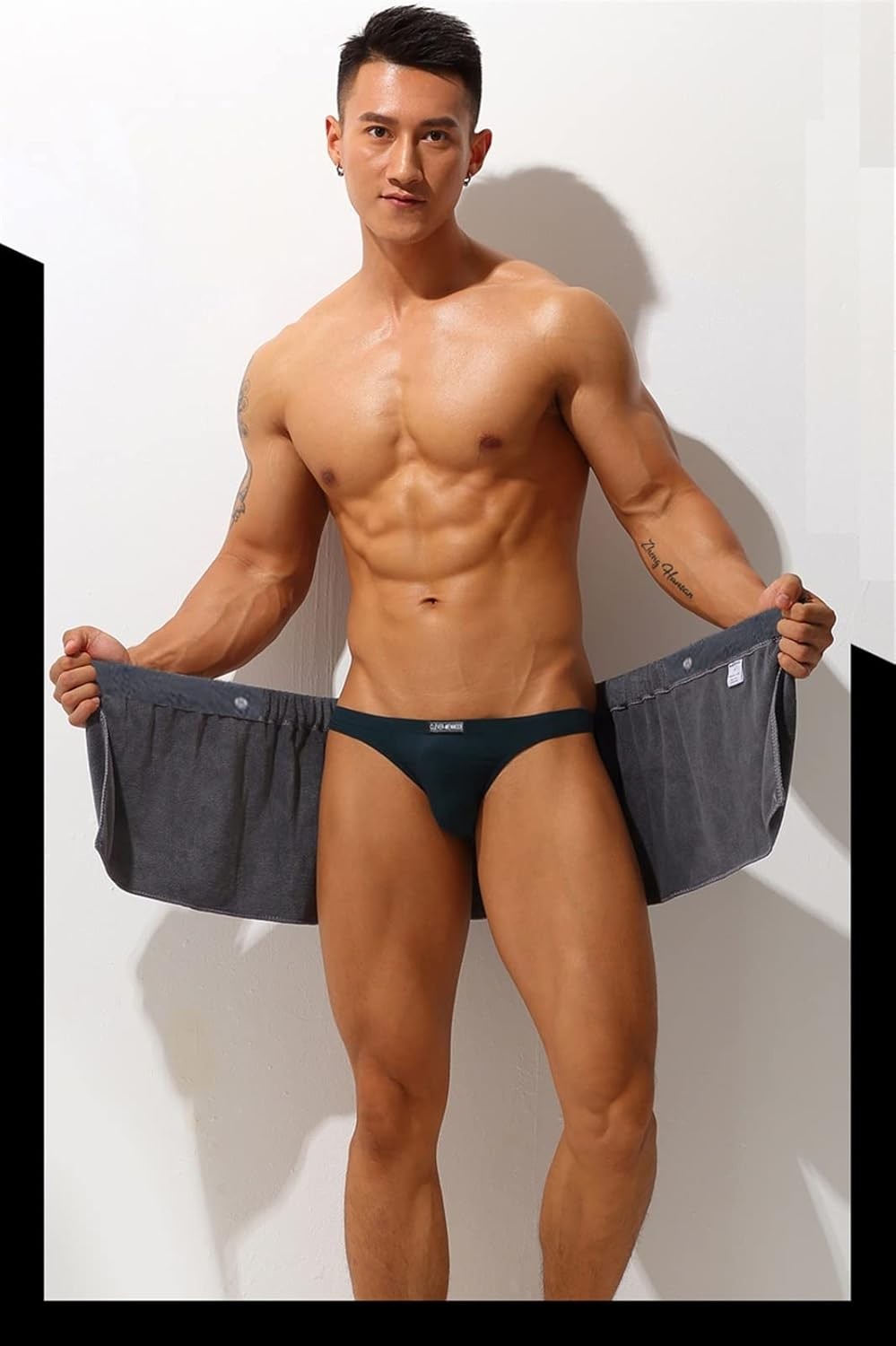 Men Soft Wearable Bath Towel Short Pants Soft Mircofiber Swimming Beach Towel