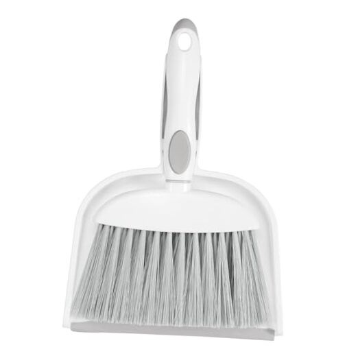 Small Dust Pan and Brush Set, Mini Broom and Dustpan Set Small Grey & White