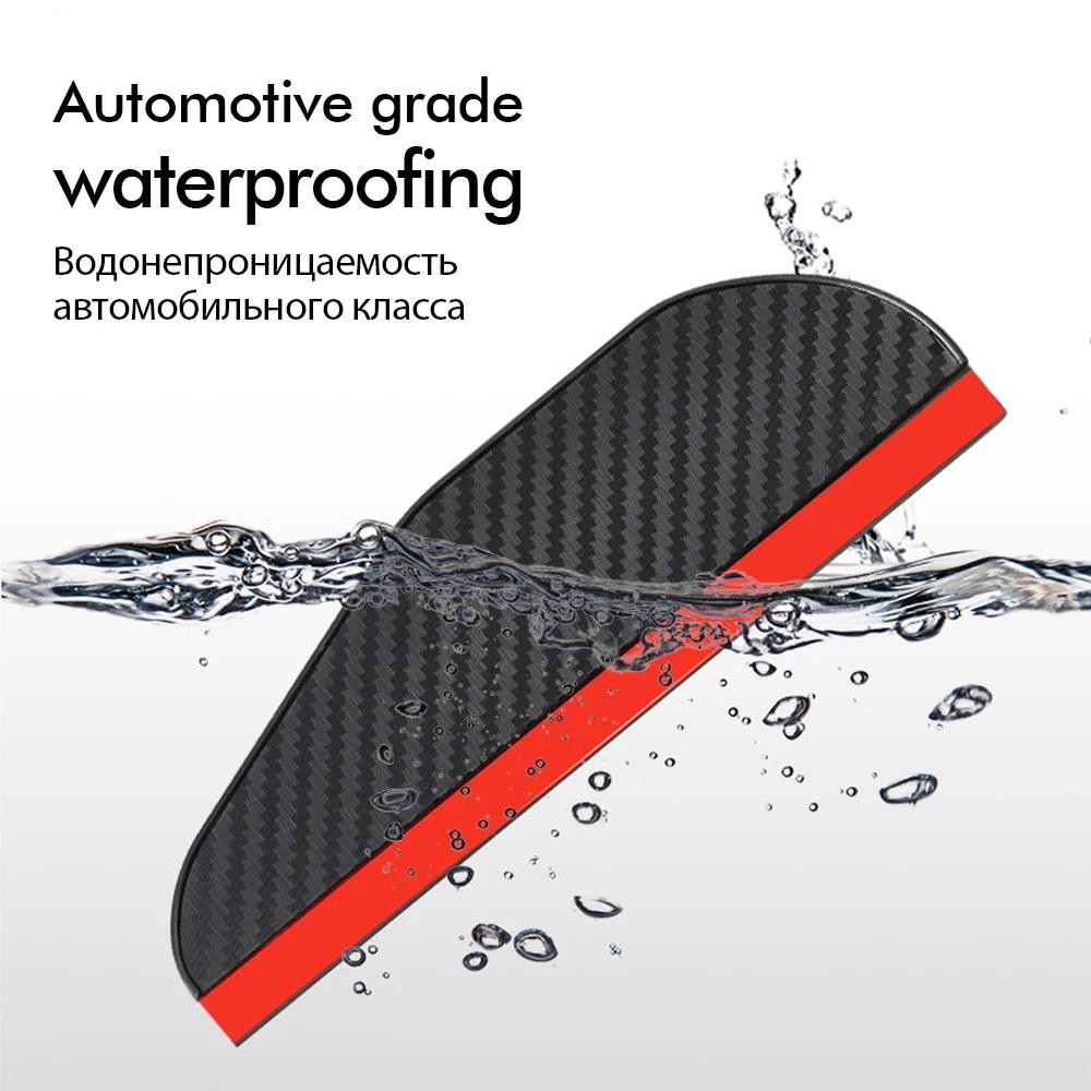 2pcs Car Rearview Mirror Rain Eyebrow Carbon Fiber Sun Visor Shade Cover Protect