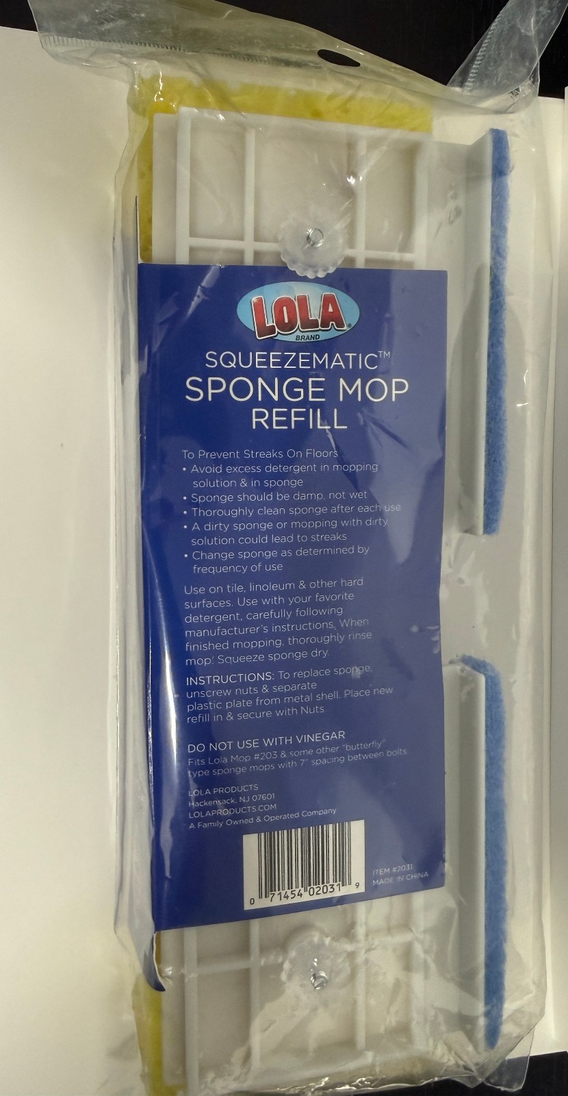 LOLA SqueezeMatic Butterfly Sponge Mop Refill, 9″ Super Absorbent
