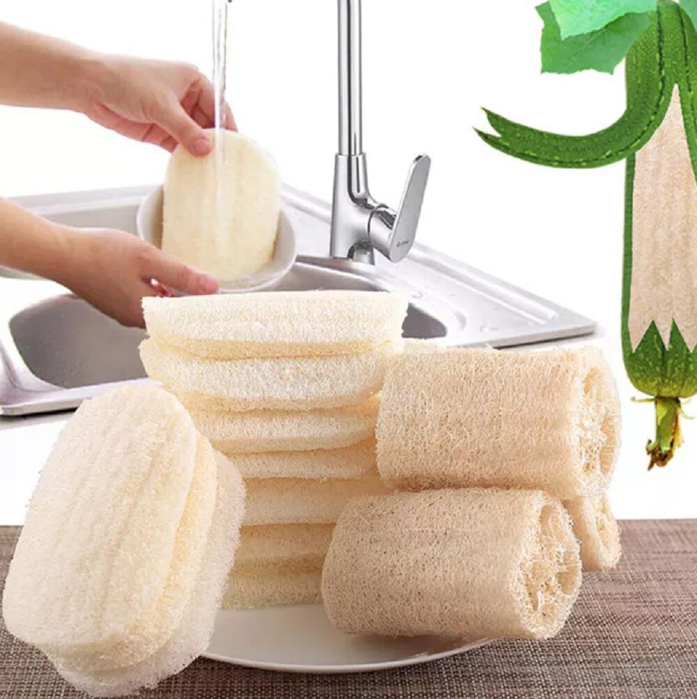 4 Eco-Friendly Natural Loofah Kitchen Sponges – Biodegradable Dishwashing Sponge