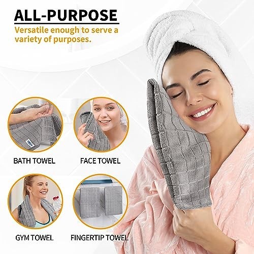 Microfiber Hand Towels 24 Pack Grey 25×15 Inch Quick Dry Lint Free Soft