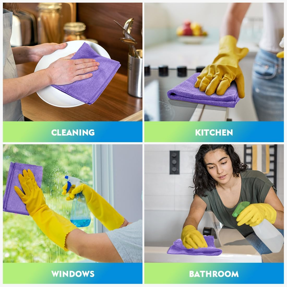 Purple Microfiber Cleaning Cloth 12 Pack 12.5 X 12.5 Inch Microfiber Towels for