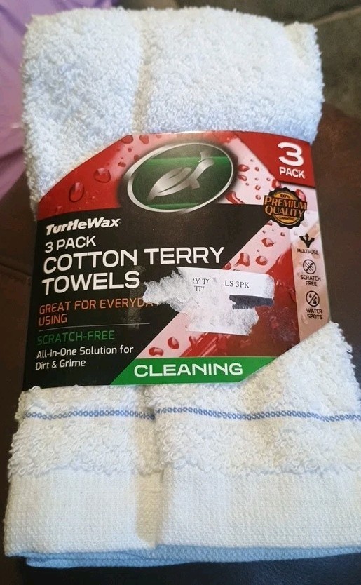 Turtle Wax 3 pack Cotton Terry Towels 15×18 Scratch Free. (51