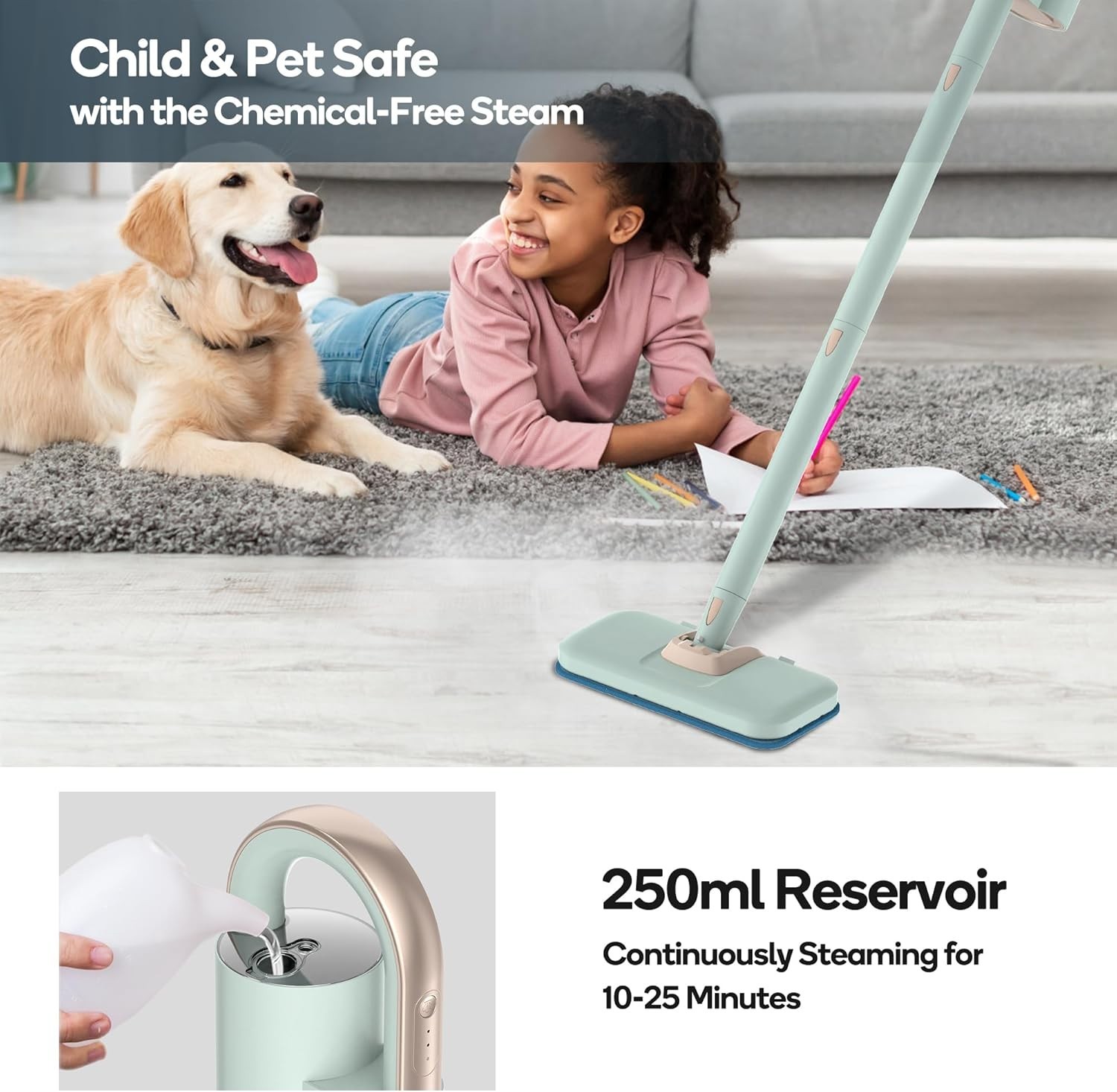 Steam Mop Handheld Cleaner Floor Steamer Carpet Cleaner Hardwood Tile Grout