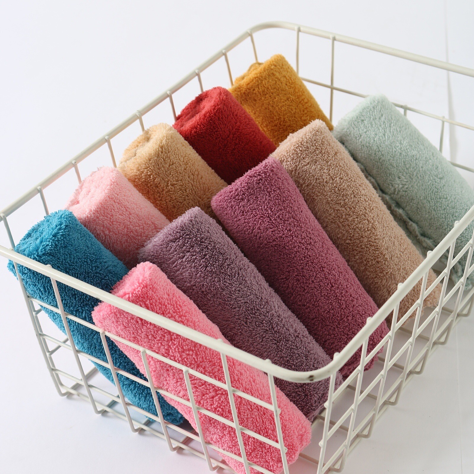 10 PACK Cute Color Washcloth Microfiber Cleaning Cloth 25x25CM Gift Idea Kitchen