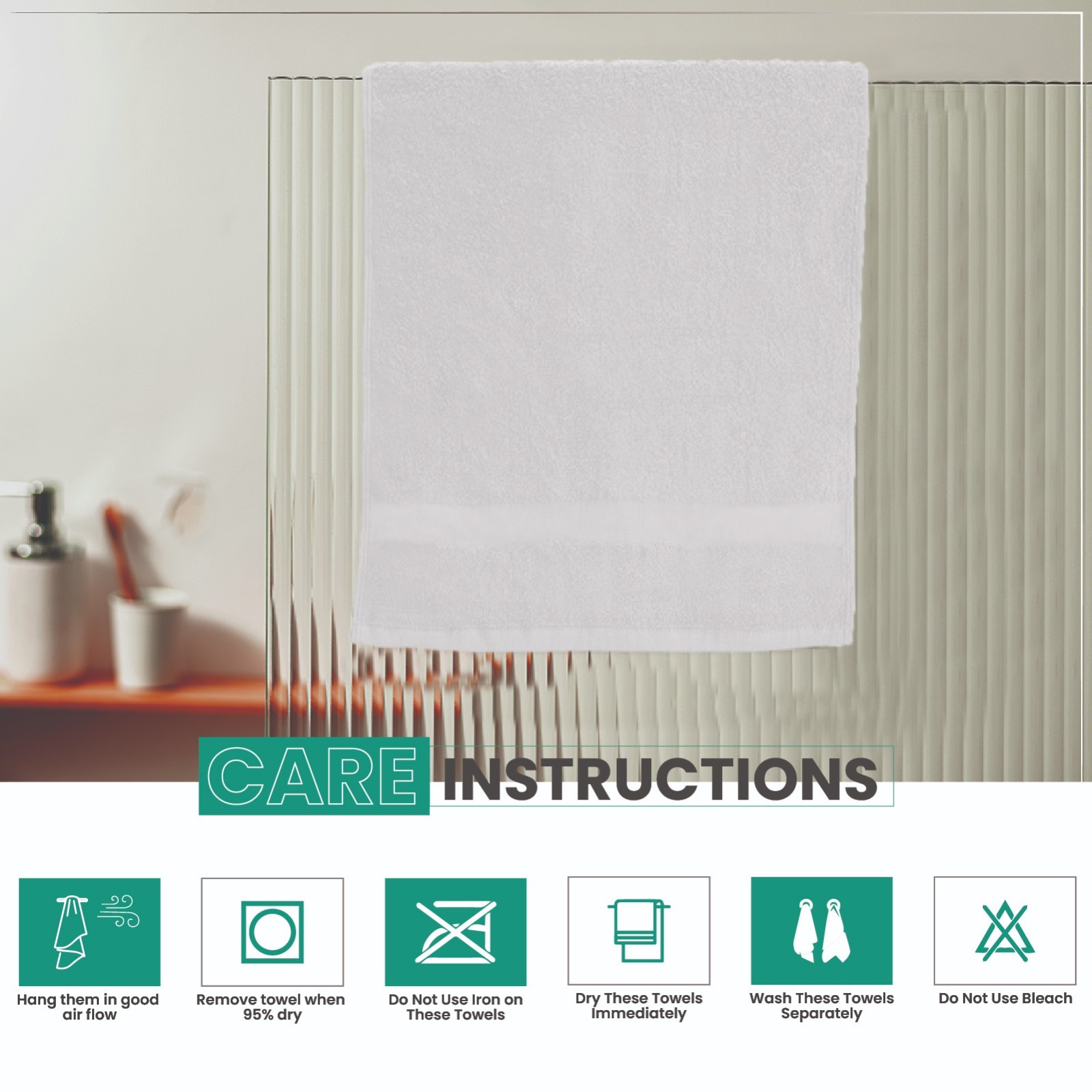 White Hand Towels 16×27 – Bulk Towels for Bathroom, Gym, Spa, Hotel, Cleaning