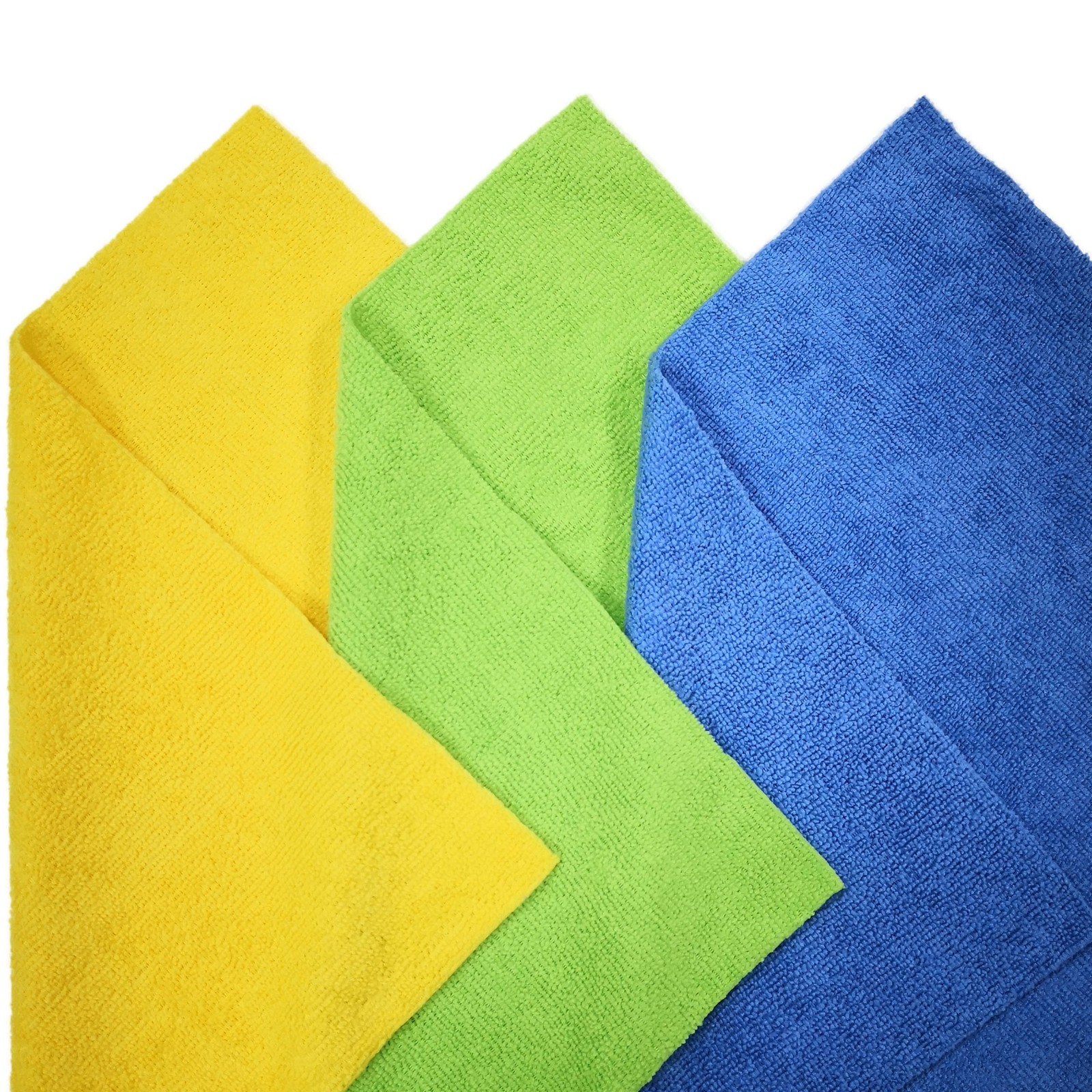 POLYTE Microfiber Cleaning Cloth Ultrasonic Cut 36 Pack, Blue,green,yellow