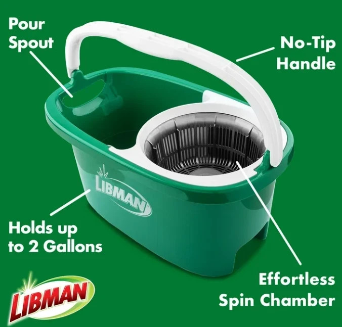 Libman All-in-One Tornado Spin Mop Floor Cleaning Kit, Advanced Microfiber Head