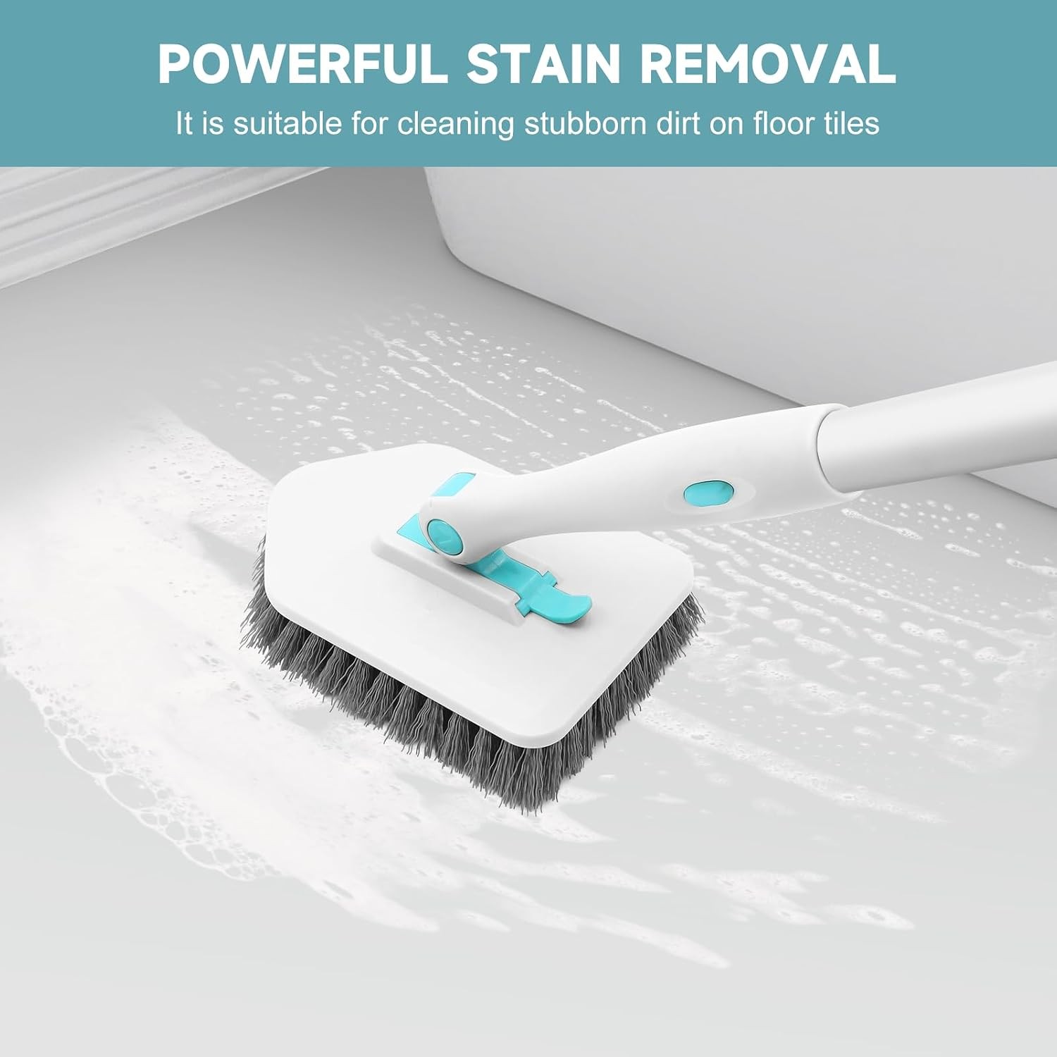 Scrubber with Long Handle, 3 in 1 Tile Tub Scrubber Brush with 3 Detachable