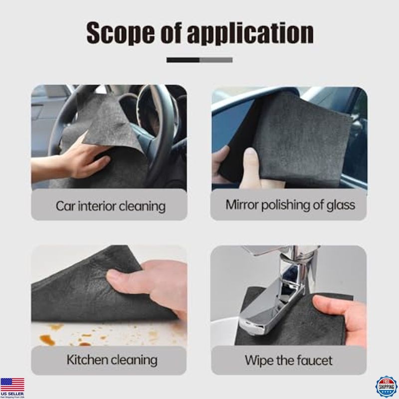 Thick Microfiber Cleaning Cloths, Streak-Free Rags for Glass & Kitchen – 10 Pack