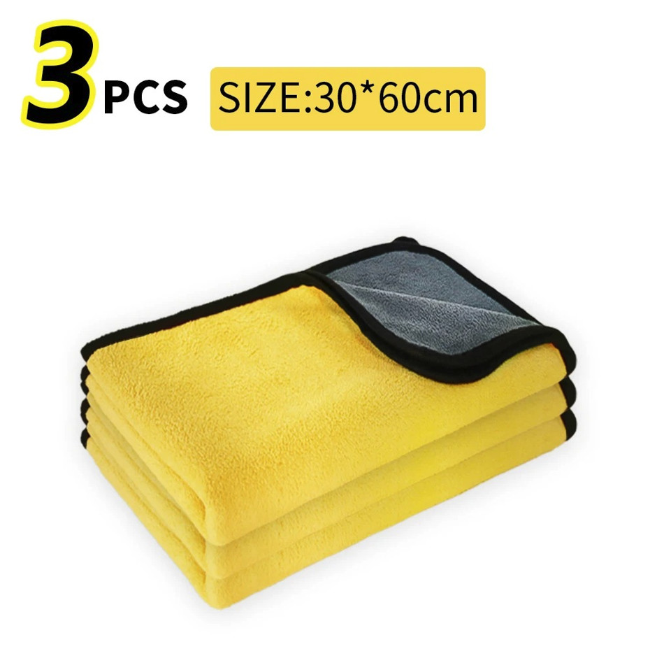 3pcs Microfiber Car Cleaning Towels: Absorbent Wash & Drying Detailing Cloth