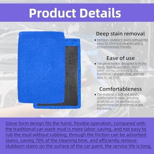 4Pcs Clay Mitt and Towel, Auto Detailing Clay Mitts with Towels Fine Grade for