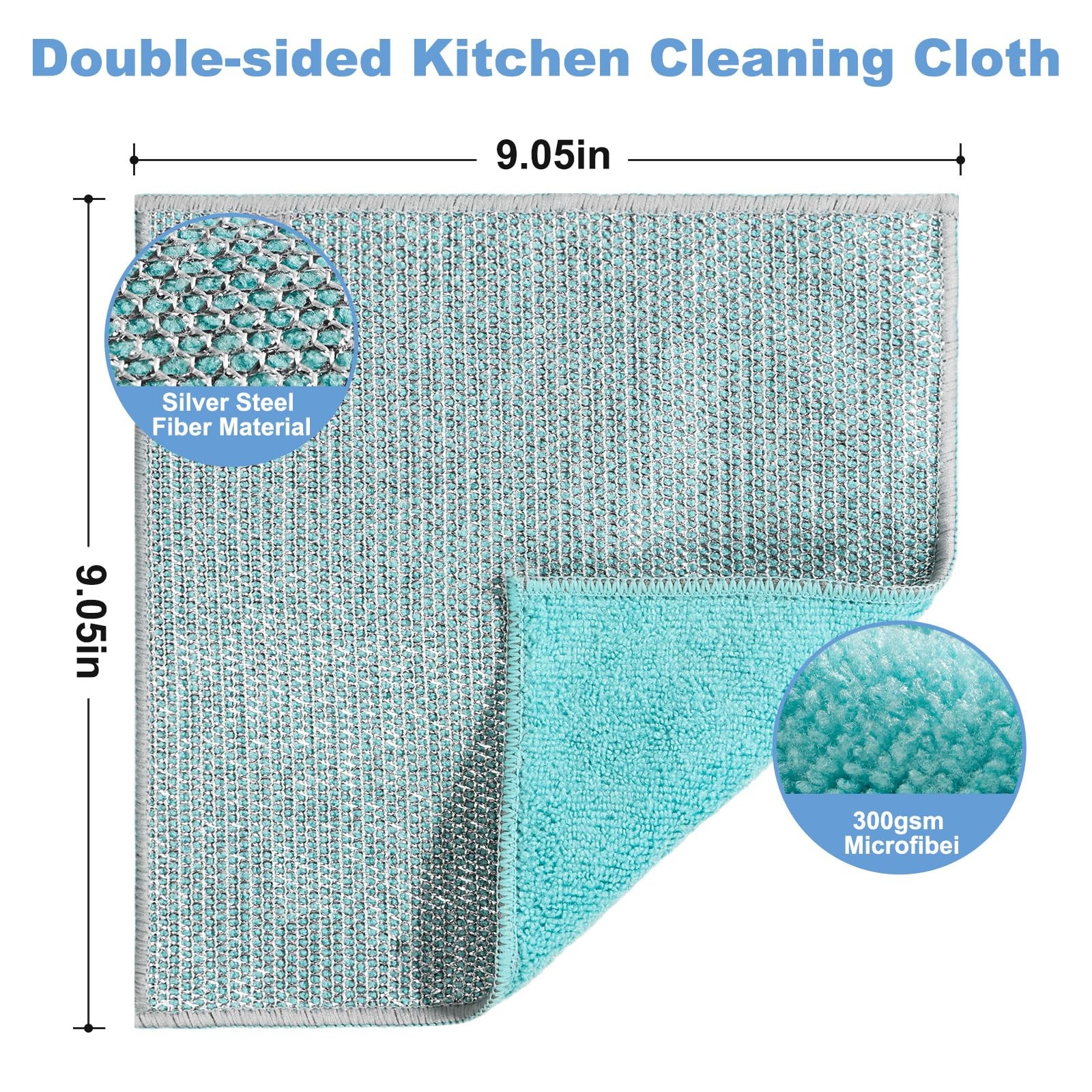 10pcs New Upgrade 2-Layer Microfiber Wire Dishcloth,Non-Scratch Wire Dishwash…