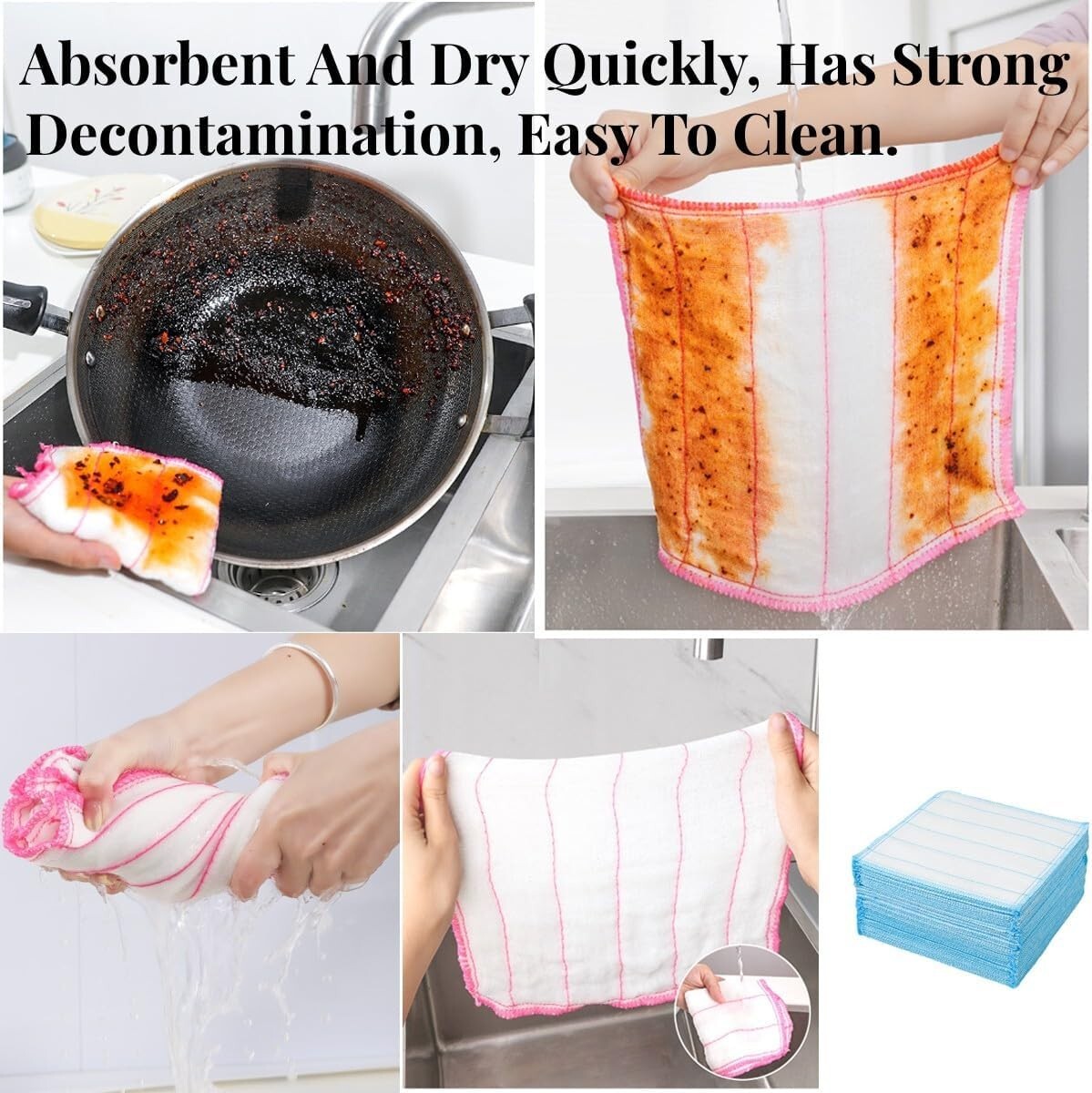20Pc Natural Wood Fiber Cleaning Cloth Odor Free Dish Cloth Reusable Dish Towel