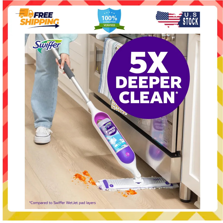 Swiffer Power Mop Floor Cleaning Kit for Wood Tile Vinyl and Laminate