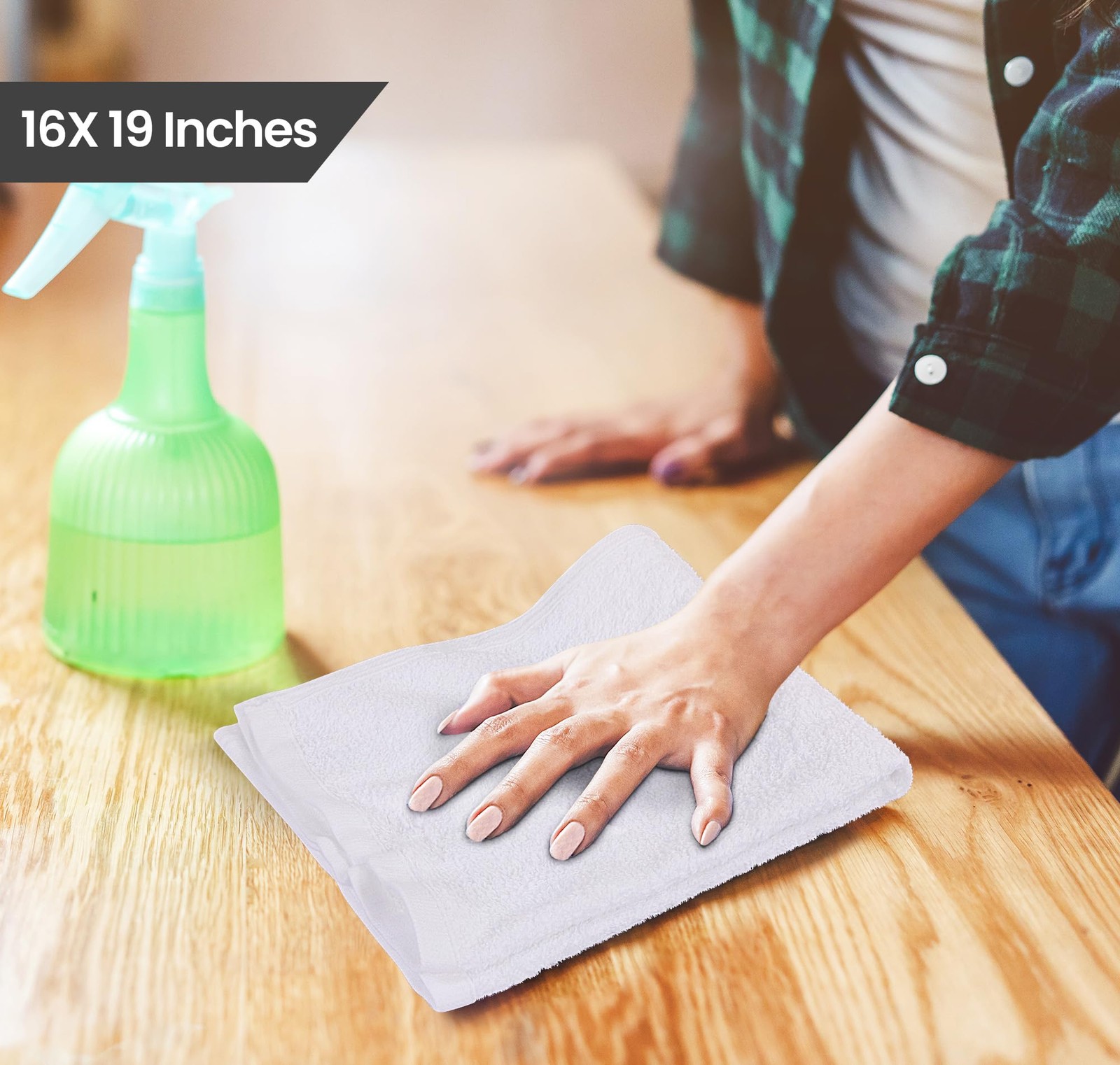 Kitchen Bar Mops, Pack of 12, 16 by 19 Inches, 100% Cotton Super Absorbent Wh…