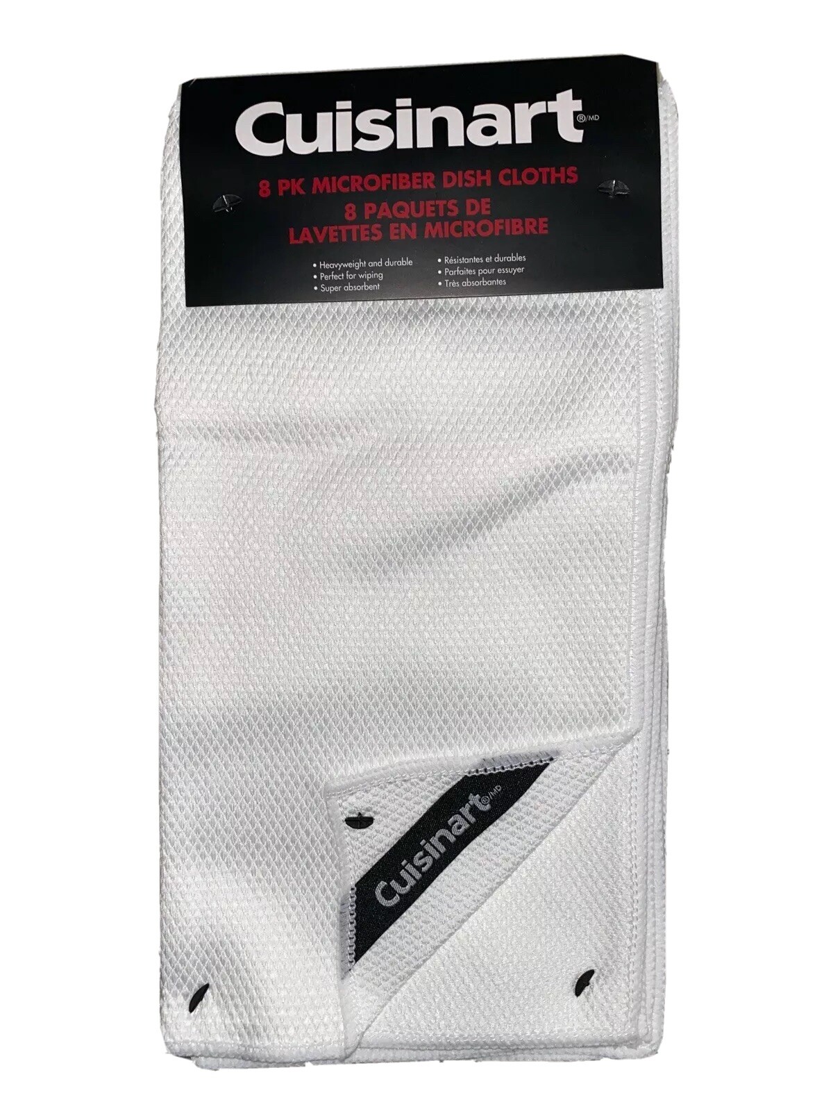 Genuine Cuisinart Ultra Absorbent Microfiber Dish Cloth Cleaning White 8pk New