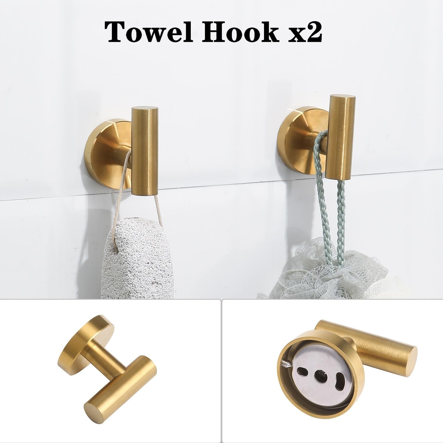 4 Piece Brushed Gold Stainless Steel Bathroom Hardware Set Include Hand Towel
