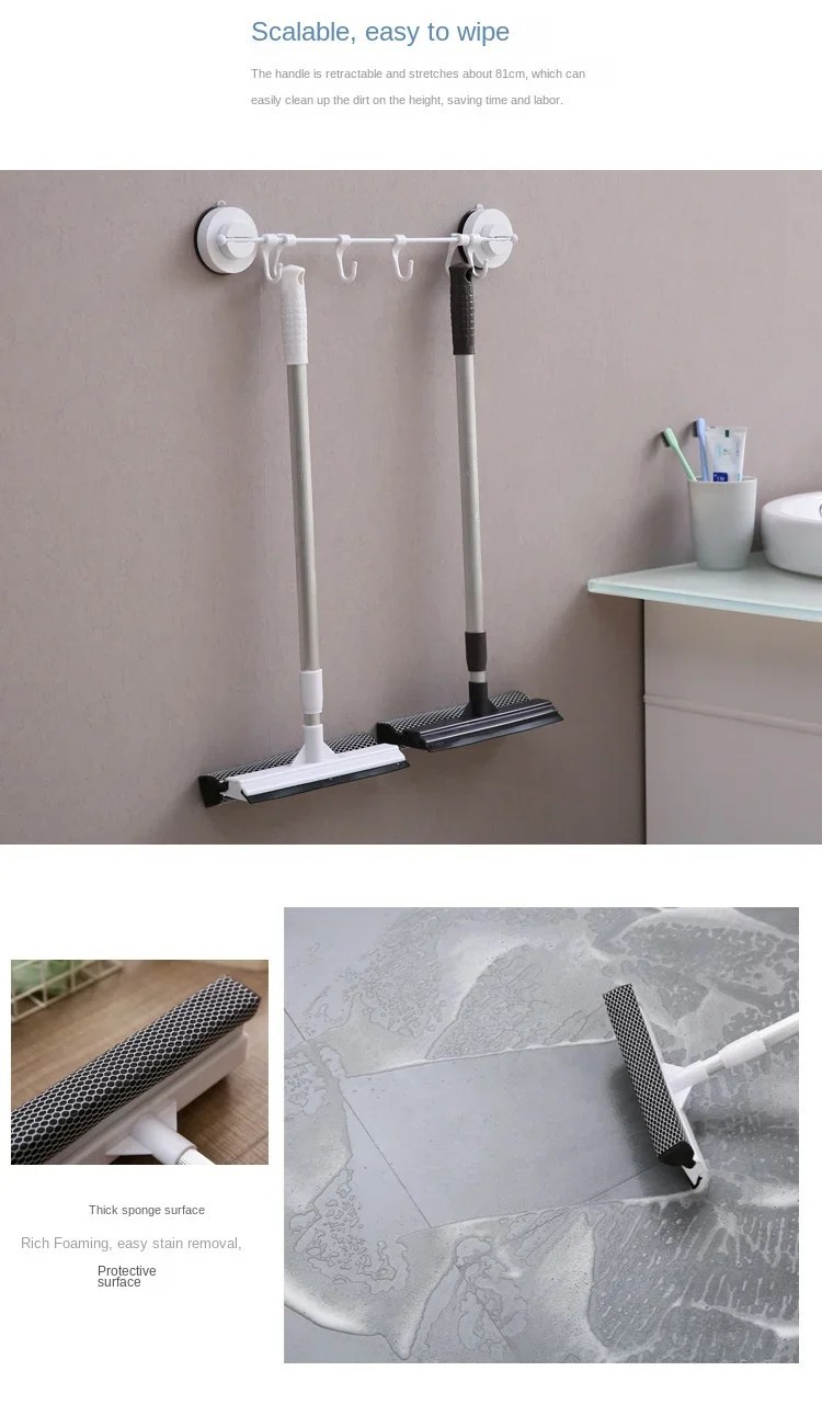 Extendable Window Squeegee Cleaner 32″ Long Handle 2-in-1 Car Glass CleaningTool
