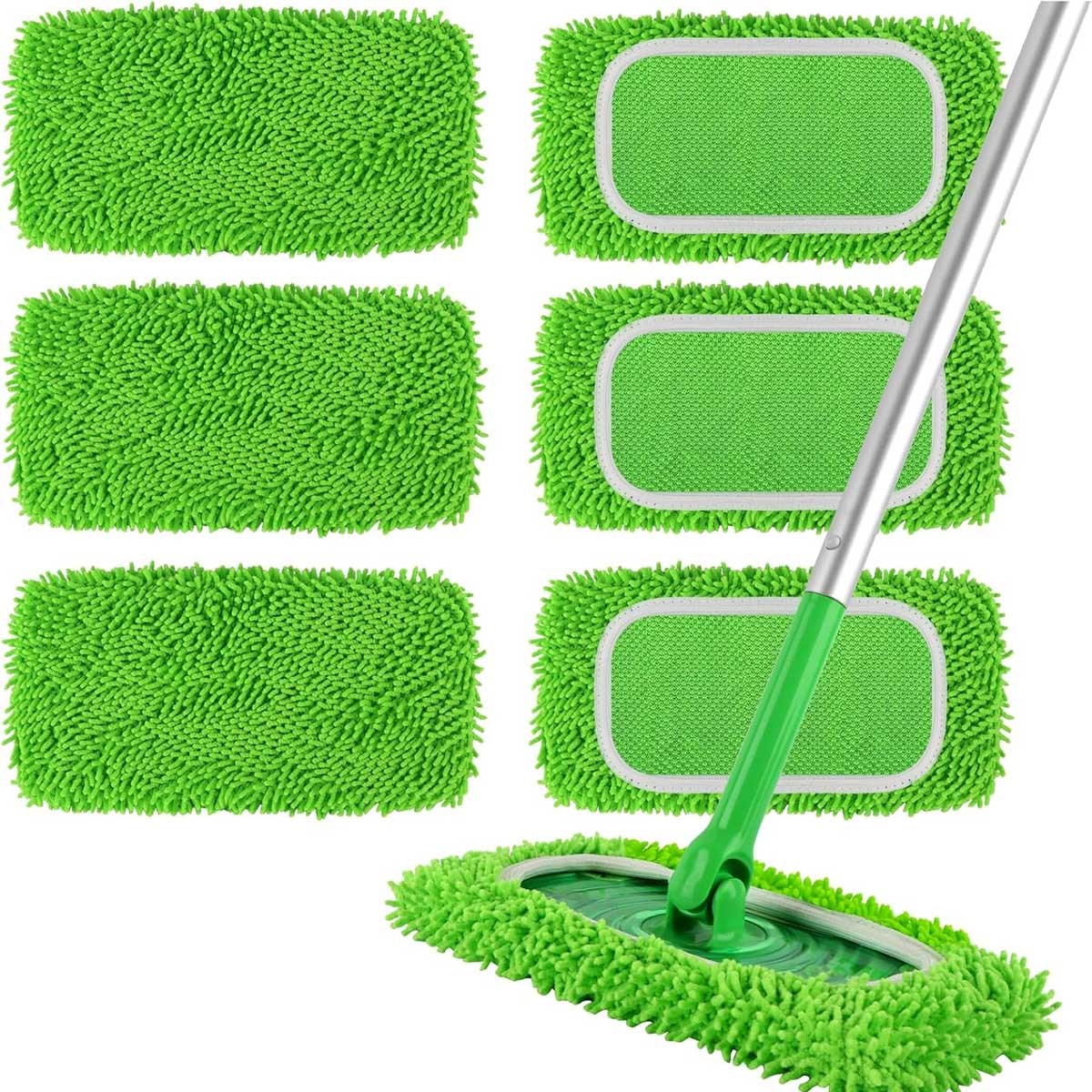 6Pcs Reusable Microfiber Mop Pads For Swiffer Sweeper, Wet & Dry Flat mop Cover