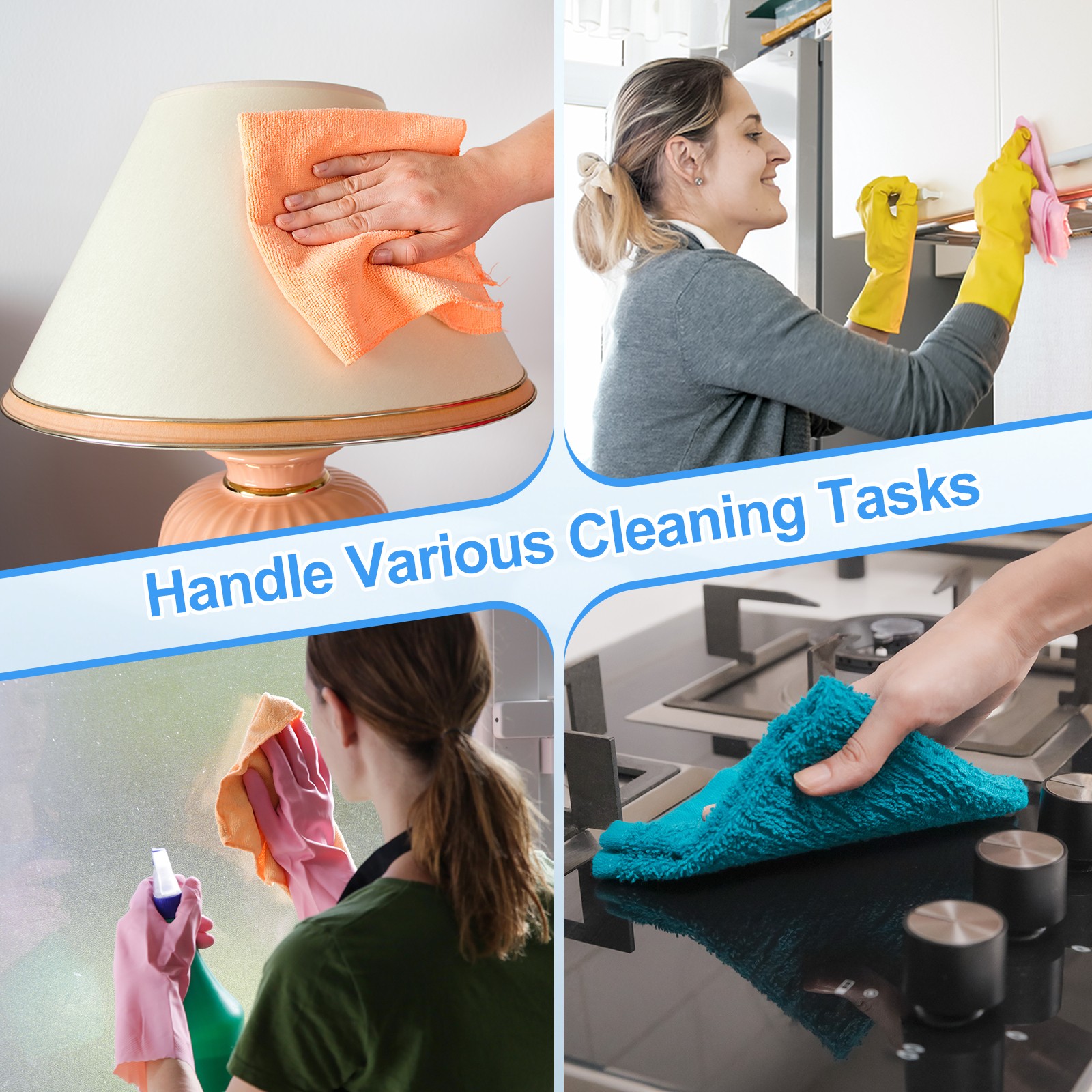 4pcs 12″ x 12″ Microfiber Cleaning Cloth Absorbent with Hook Brown
