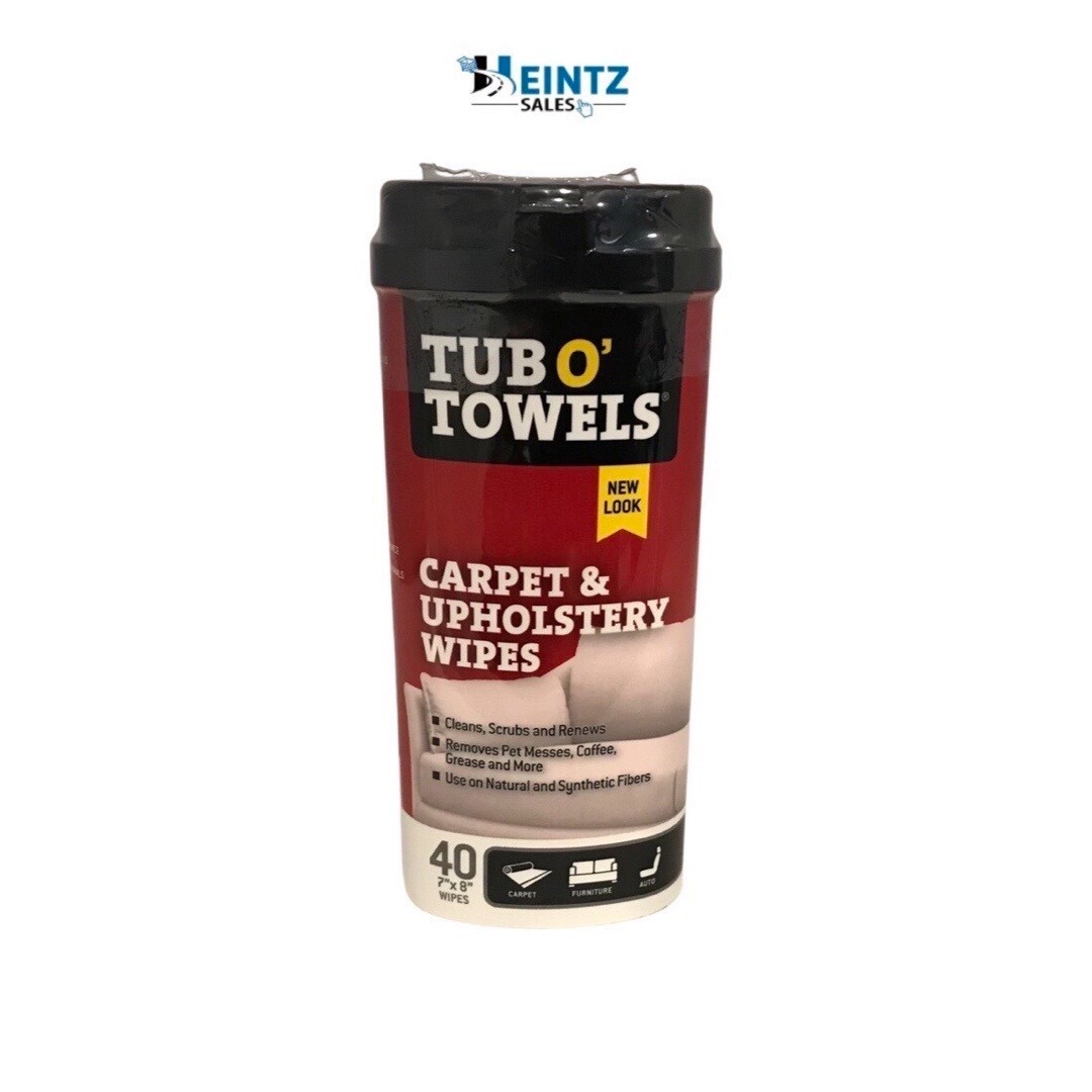 Tub O Towels TW40-CP Heavy Duty Carpet & Upholstery 40 Count 7″x 8″ Wipes