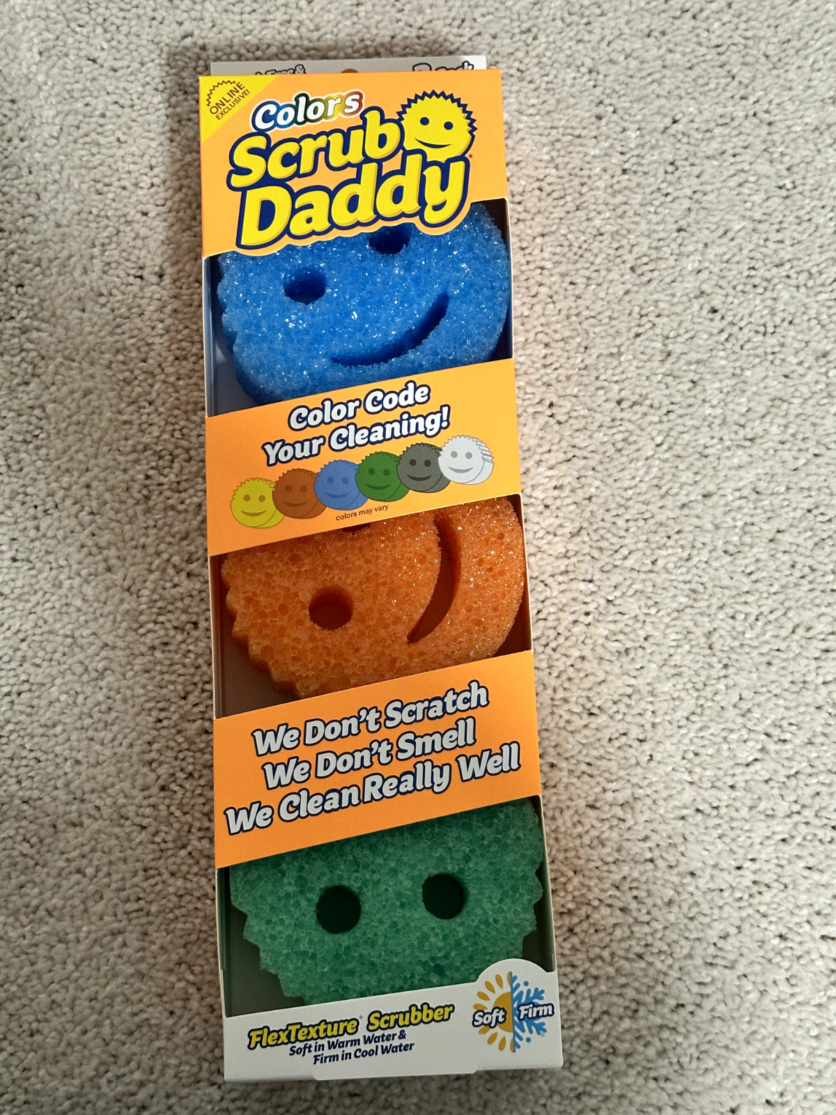 Scrub Daddy Variety Pack 3 Count Colors Flexible Non Scratch Sponges