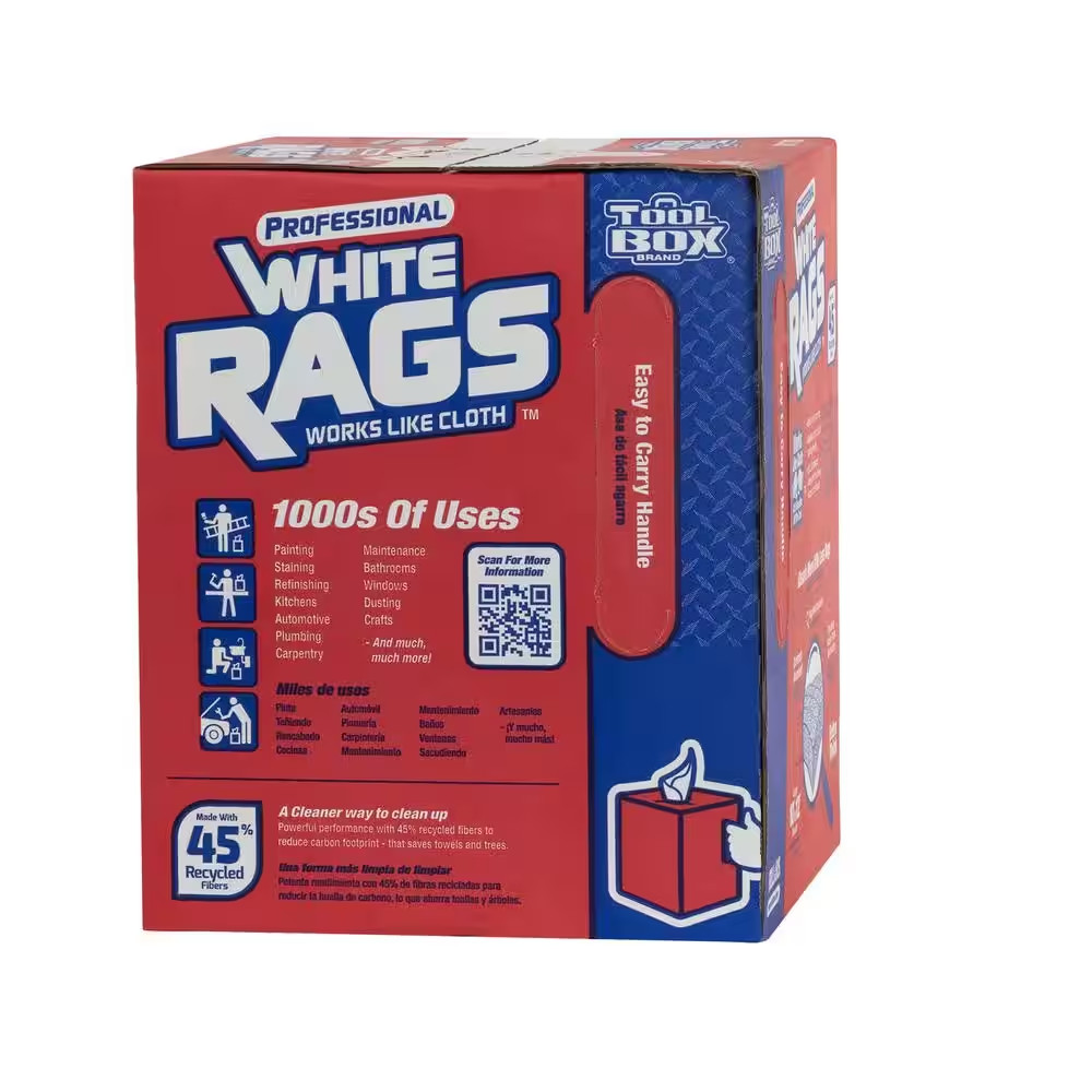 NEW 200-Count Natural Fiber White Painter’s Rags Lint-Free & Highly Absorbent