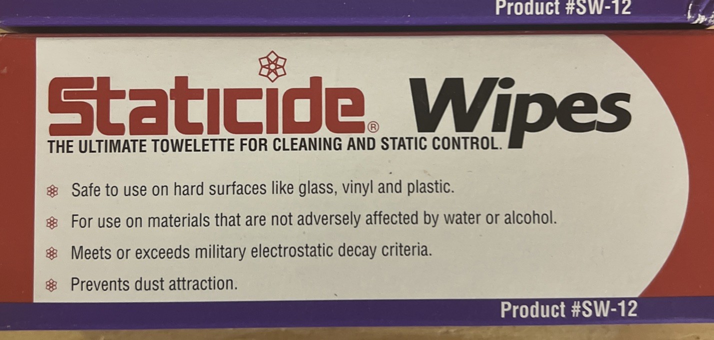 Acl Staticide Wipes Sw12 Anti-Static Wipes 3 Boxes Of 24