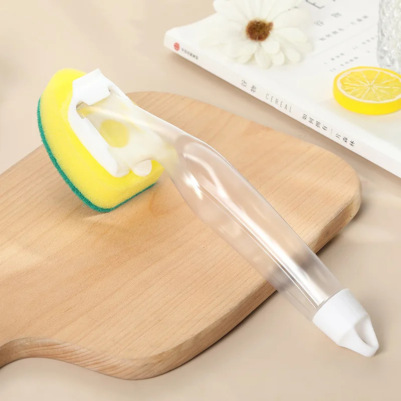 25Cm Detachable Sponge Cleaning Brush – Refillable Dish Scrub with Handle