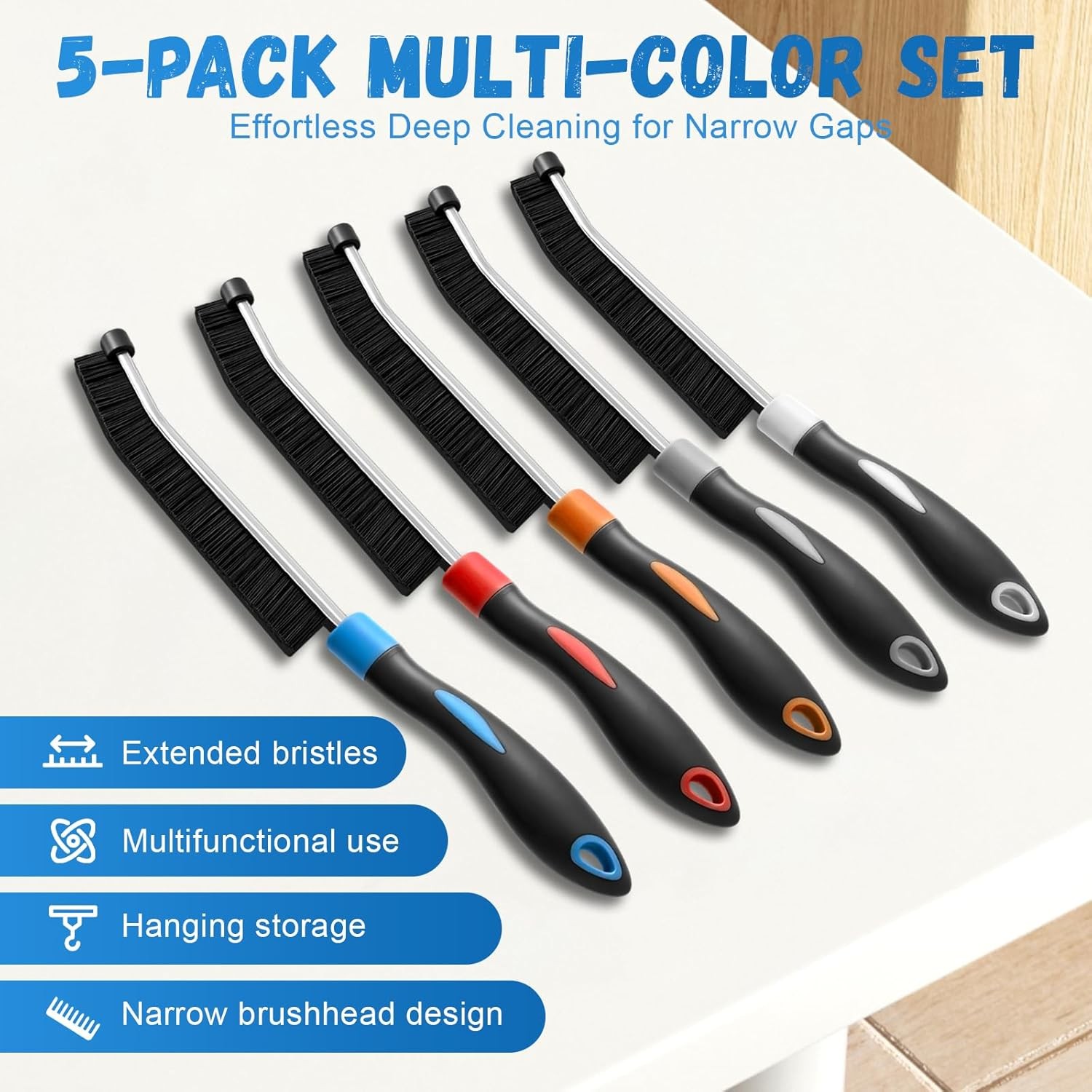 5 Colors Crevice Cleaning Brush Set, Hard Bristle Cleaning Brush, for Her,