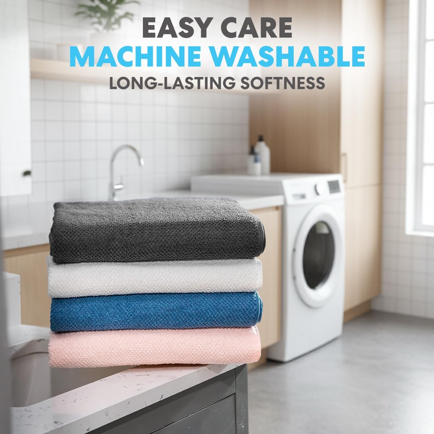 Simpli-Magic 79451 Popcorn Textured Bath Towels Set, 2 Bath Towels, 2 Hand
