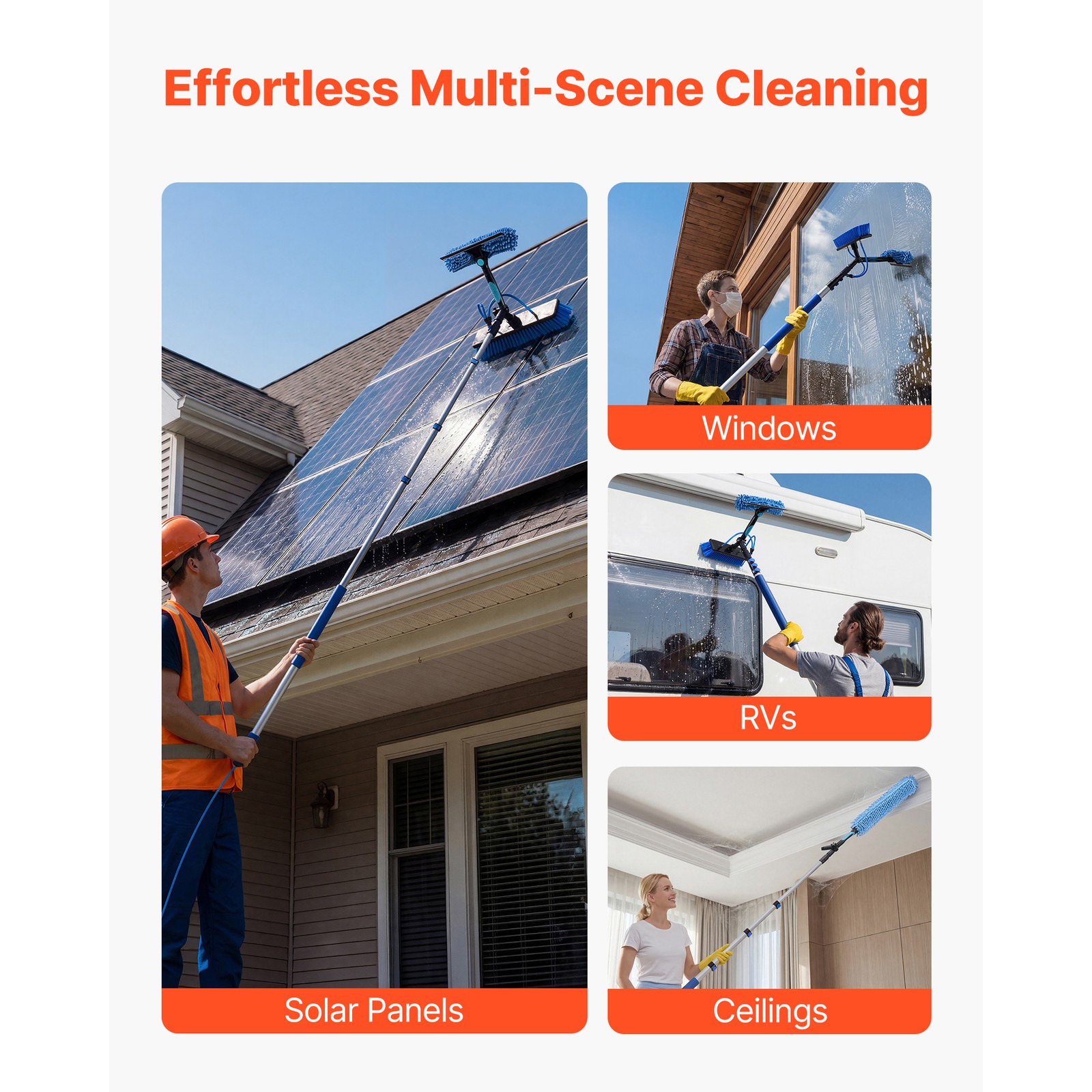 Uimoso Solar Panel Cleaning Kit with 20 ft Water Fed Pole and Brush