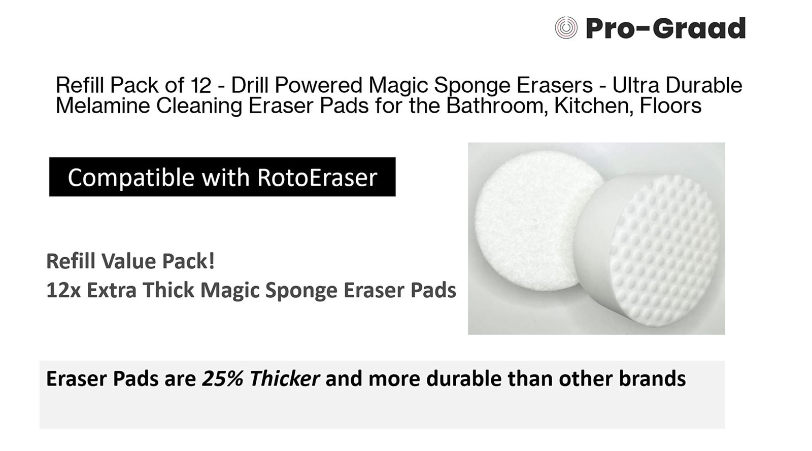 Refill Pack of 12 Drill Powered XL 4.5” Magic Sponge Erasers | Compatible…