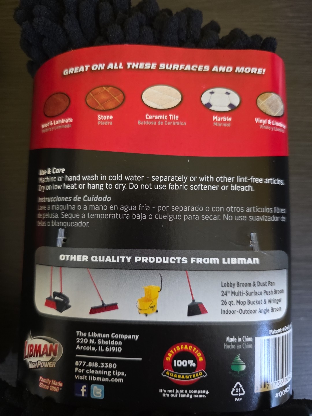 New (2) Genuine Libman High-Power Extra Large Microfiber Floor Mop Refill Black
