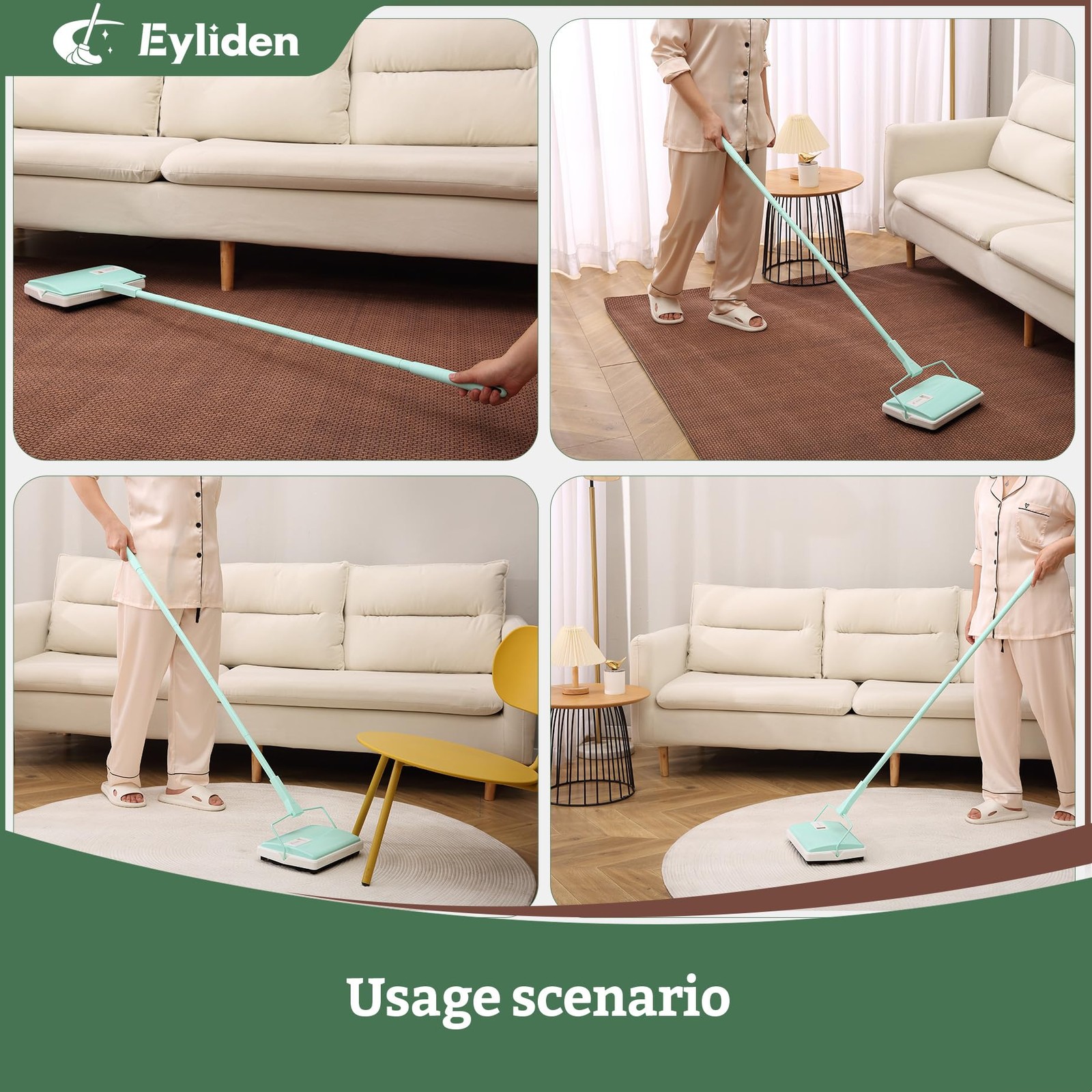 X-Large Carpet Sweeper – Quiet Manual Sweeper for Carpets & Rugs
