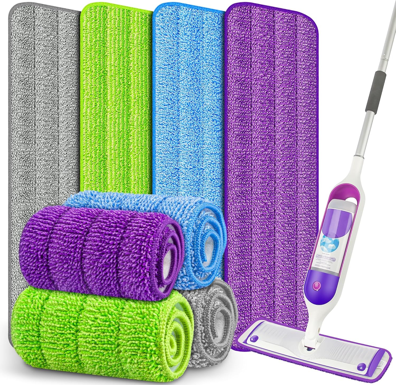 8 Pack Reusable Mop Pads for Swiffer Powermop, Power Mop Pads 15” Microfiber Re