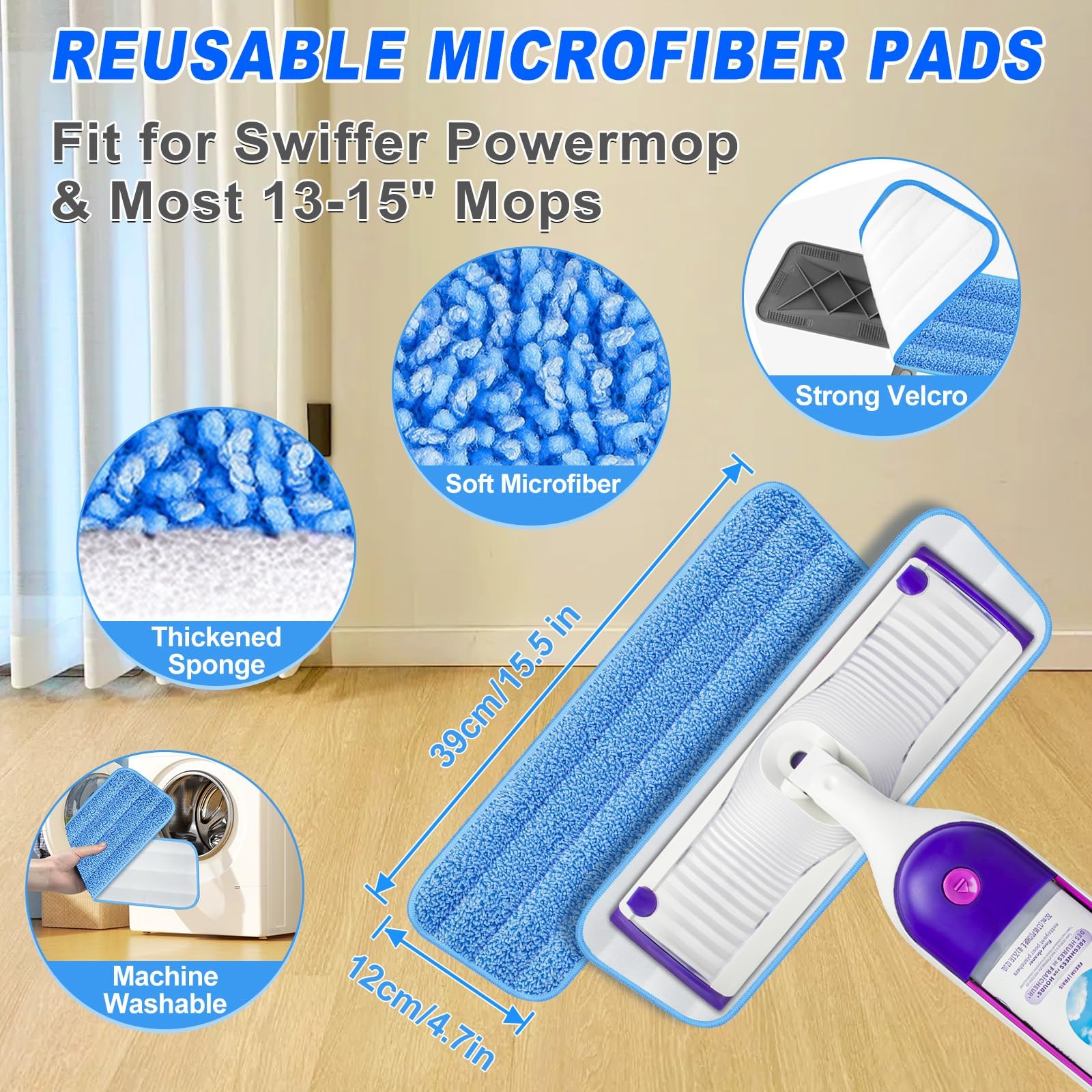 BPAWA Microfiber Mops for Floor Cleaning Flat Mop for Hardwood Tile Wood 4