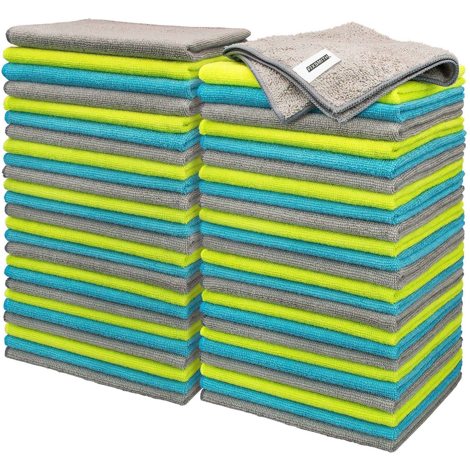 FIXSMITH Microfiber Cleaning Cloth – Pack of 50, 50pk, 3 Colors Assorted