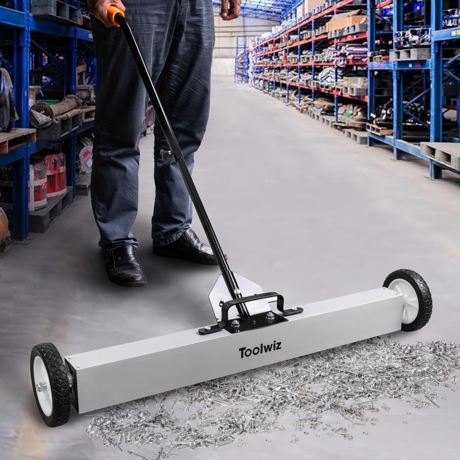 36″ Magnetic Sweeper with Wheels – 50 lbs Capacity, Heavy Duty Floor Tool, Teles