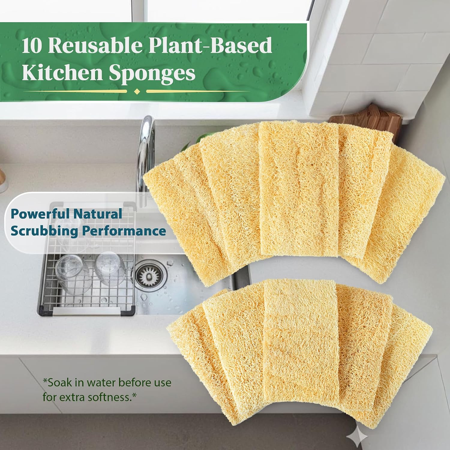 Natural Loofah Kitchen Sponge – Natural Sponges for Dishes – Eco Friendly