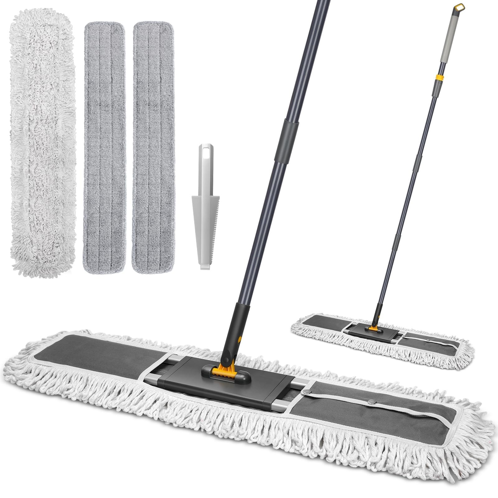 36″ Heavy Duty Industrial Dust Mop – Wet & Dry Floor Cleaning, Telescopic Handle