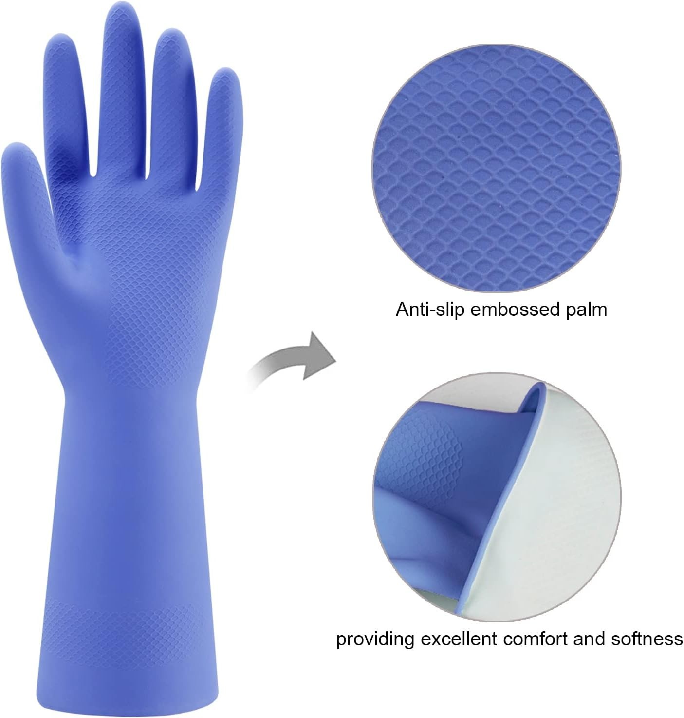 Rubber Kitchen Dishwashing Gloves – 4 Pairs Colorful Reusable Household Clean…
