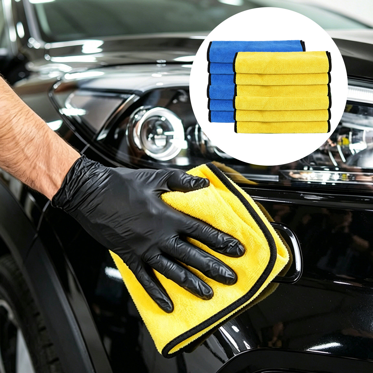 6PCS Microfiber Cleaning Cloth Towel Rag Car Polishing No Scratch Auto Detailing